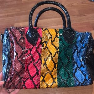 Badgley Mischka Rainbow Snakeskin Purse